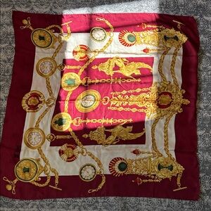 Elegant DAKS Red and Gold silk Scarf